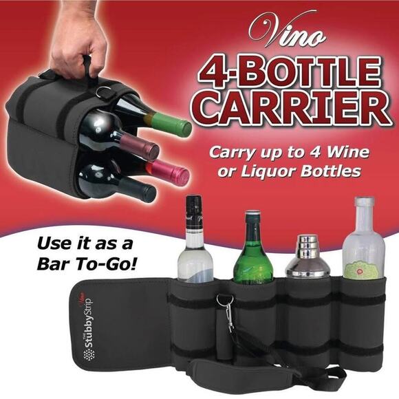 The Stubby Strip Vino - 4 Wine or Liquor Bottle Carrier - Picture 6 of 6
